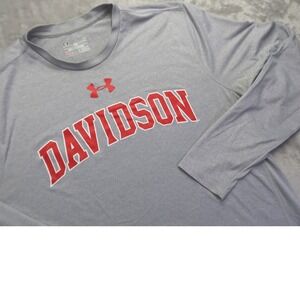 Under Armour Davidson Wildcats HeatGear Long Sleeve Shirt Men's L Grey Red